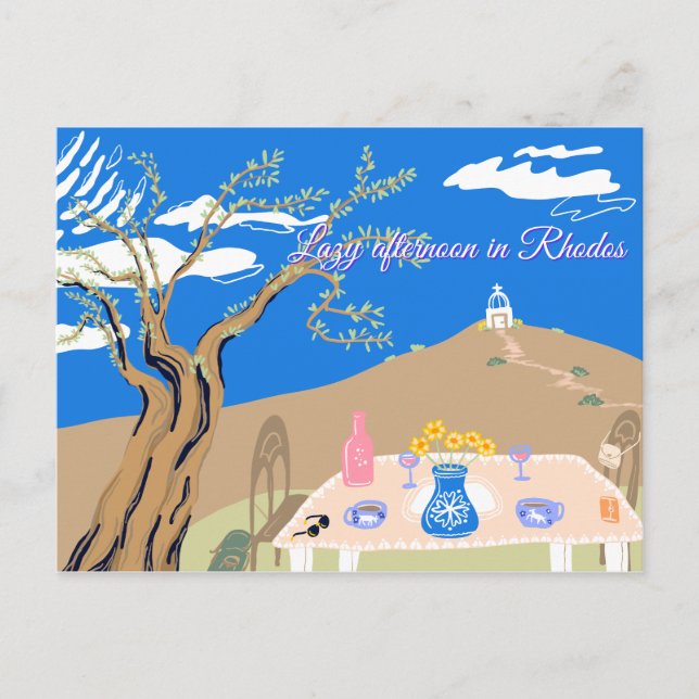 Cartes Pour Fêtes Annuelles Custom Travel Greek afternoon olive tree scenery  (Devant)