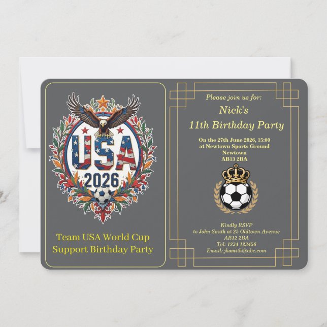 Cartes Pour Fêtes Annuelles Custom USA Soccer Team Bald Eagle Birthday Invite (Devant)