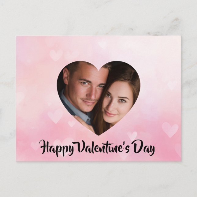 Cartes Pour Fêtes Annuelles Custom Valentine’s Day Heart-Shaped Photo Card (Devant)