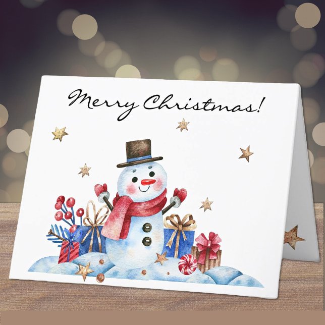 Cartes Pour Fêtes Annuelles Custom, Whimsy Retro Snowman Joyeux Noël (Créateur téléchargé)
