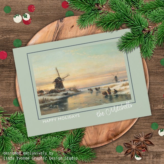 Cartes Pour Fêtes Annuelles Custom Winter Wonderland Paysage peinture d'art (Créateur téléchargé)