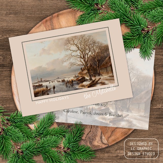 Cartes Pour Fêtes Annuelles Custom Winter Wonderland Paysage peinture d'art (Créateur téléchargé)