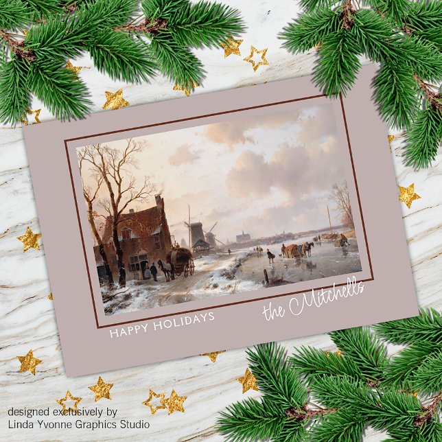 Cartes Pour Fêtes Annuelles Custom Winter Wonderland Paysage peinture d'art (Créateur téléchargé)