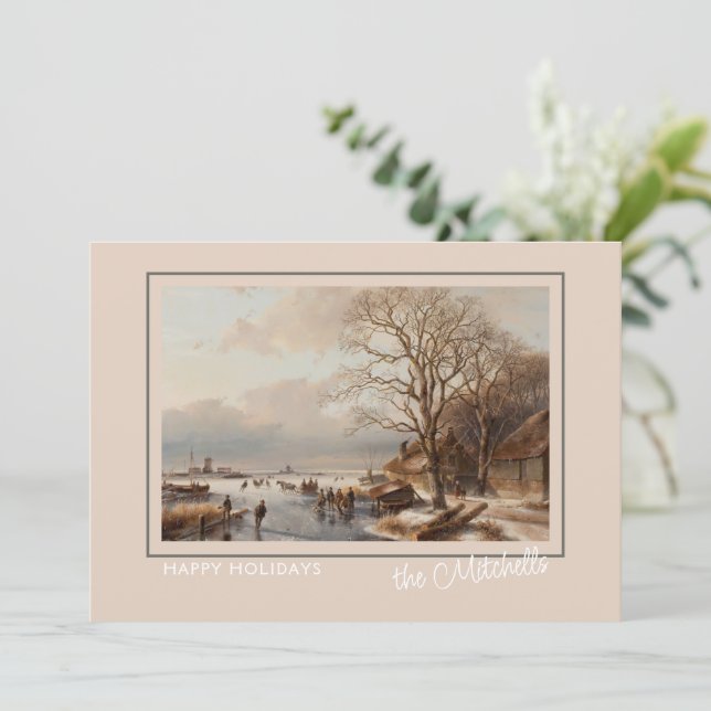 Cartes Pour Fêtes Annuelles Custom Winter Wonderland Paysage peinture d'art (Debout devant)