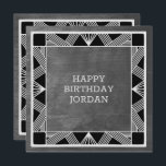 Cartes Pour Fêtes Annuelles Custom Wood Modern Masculine Grey Birthday Card<br><div class="desc">Classy Art Deco inspired design for elegant men.</div>