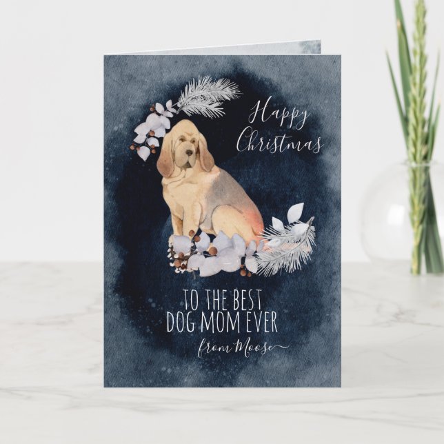 Cartes Pour Fêtes Annuelles Customisé Bloodhound Chien Maman Noël (Devant)