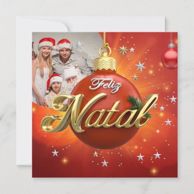 Cartes Pour Fêtes Annuelles Customisé Feliz Natal Portugais Joyeux Noël (Devant)