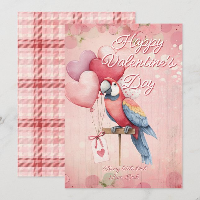 Cartes Pour Fêtes Annuelles Customizable Animal Parrot Bird Valentines Day (Devant / Derrière)