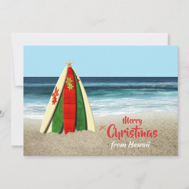 Cartes Pour Fêtes Annuelles Customizable Surfboards on Beach Christmas (Devant)