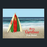 Cartes Pour Fêtes Annuelles Customizable Surfboards on Beach Christmas<br><div class="desc">A flat holiday card featuring some bright and colorful surfboards stacked like a Christmas tree on the beach with a starfish on top and the ocean behind it. All the text on the card front and back is customizable so you can add the holiday greeting you want, change the verse...</div>