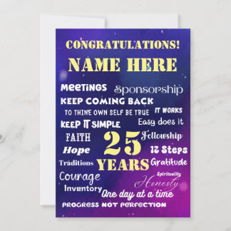 Cartes Pour Fêtes Annuelles Customize Name/Milestone Recovery Words & Slogans