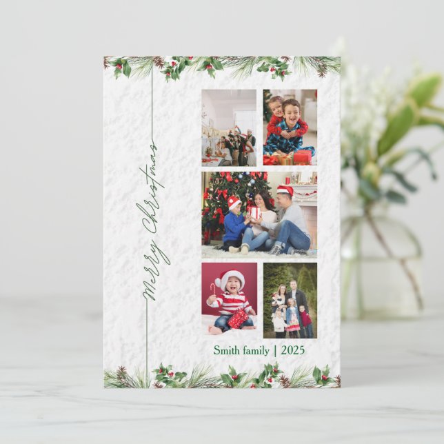 Cartes Pour Fêtes Annuelles Customized Merry Christmas Photo Card (Debout devant)