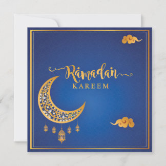 Cartes Pour Fêtes Annuelles Customized Ramadan Kareem Mubarak Blue & Golden II