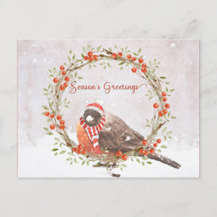 Cartes Pour Fêtes Annuelles Cute American Robin Aquarelle Noël Oiseau