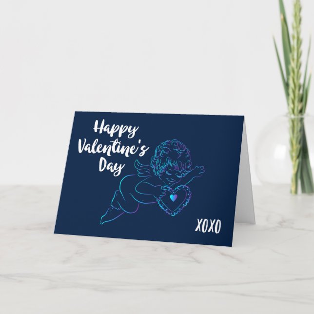 Cartes Pour Fêtes Annuelles Cute Angel Cherub tenant une dentelle Valentine Co (Devant)