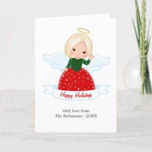 Cartes Pour Fêtes Annuelles Cute Angel Famille Joyeux Vacances Photo