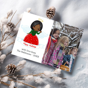 Cartes Pour Fêtes Annuelles Cute Angel Famille Joyeux Vacances Photo