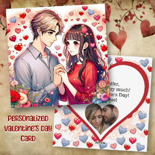 Cartes Pour Fêtes Annuelles Cute Anime Couple Personnalisé Saint Valentin