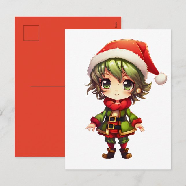 Cartes Pour Fêtes Annuelles Cute Anime Elf (Devant / Derrière)