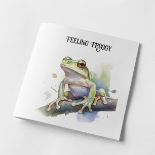 Cartes Pour Fêtes Annuelles Cute Aquarelle Arbre Frog, personnalisé