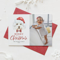 Cute aquarelle Père Noël Maltese Chien Photo Noël