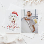 Cartes Pour Fêtes Annuelles Cute aquarelle Père Noël Maltese Chien Photo Noël<br><div class="desc">Joyeux Noël! Envoyez des voeux de Noël à votre famille et à vos amis avec une carte postale de Noël sur le thème du chien. Il présente une illustration aquarelle d'un mignon chien maltais avec un chapeau de Père Noël et une cravate arc tartan. Personnalisez en ajoutant une photo, un...</div>