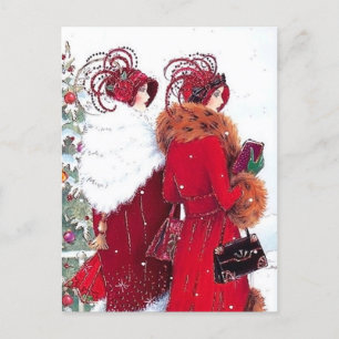 Cartes Pour Fêtes Annuelles Cute art déco retro dames vintages