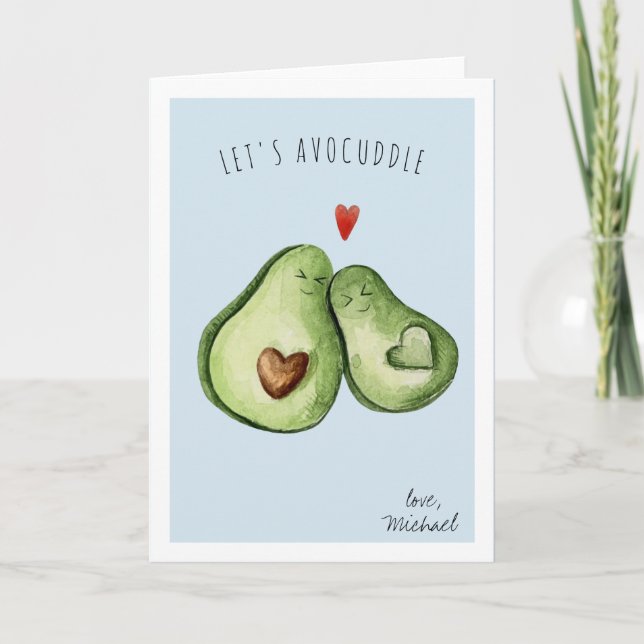 Cartes Pour Fêtes Annuelles Cute Avocado romantique | Saint-Valentin (Devant)