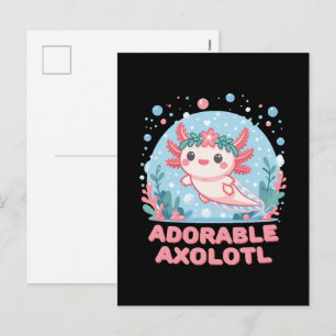 Cartes Pour Fêtes Annuelles Cute Axolotl Aquatique Adorable
