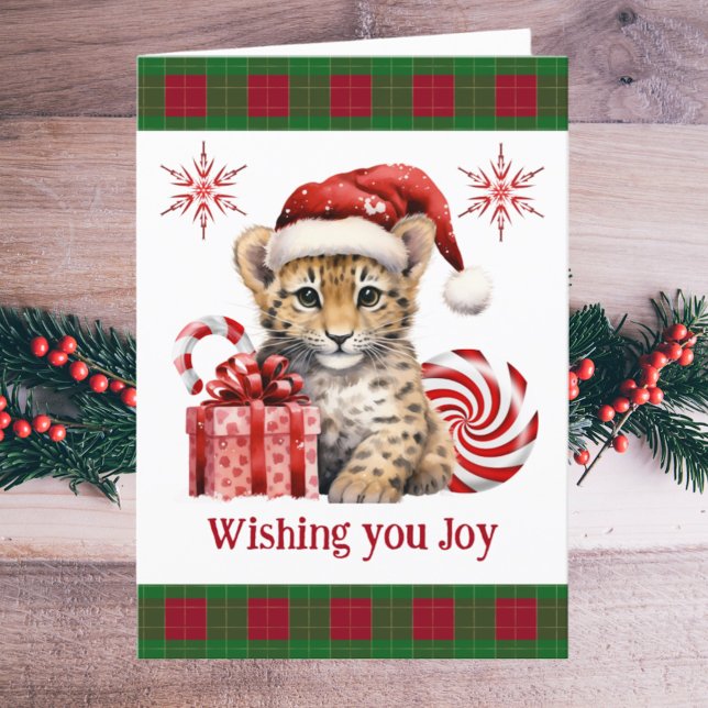 Cartes Pour Fêtes Annuelles Cute Baby Cheetah Cub Big Chat Noël Joie (Créateur téléchargé)