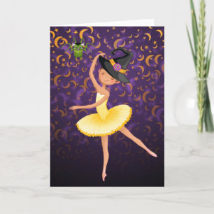 Cartes Pour Fêtes Annuelles Cute Ballerina Halloween Bat et lune Ballet