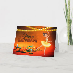 Cartes Pour Fêtes Annuelles Cute Ballerina Halloween et Danse Citrouille