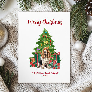Cartes Pour Fêtes Annuelles Cute Basset Hound Chien Famille Noël