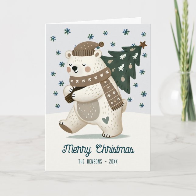 Cartes Pour Fêtes Annuelles Cute Bear Christmas Tree Drawing Christmas (Devant)