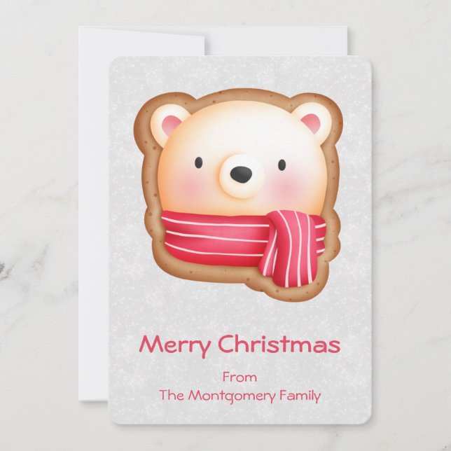 Cartes Pour Fêtes Annuelles Cute Bear Face Red Scarf et Rosy Cheeks Christmas (Devant)