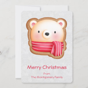 Cartes Pour Fêtes Annuelles Cute Bear Face Red Scarf et Rosy Cheeks Christmas