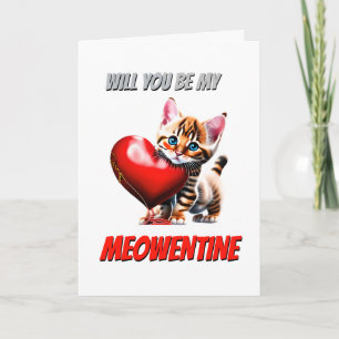 Cartes Pour Fêtes Annuelles Cute bengale chaton rouge coeur méowentine valenti