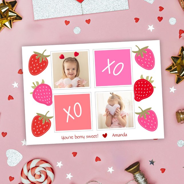 Cartes Pour Fêtes Annuelles Cute Berry Sweet Kids Photo Saint Valentin (Cute Berry Sweet Kids Photo Valentine's Day Holiday Card)