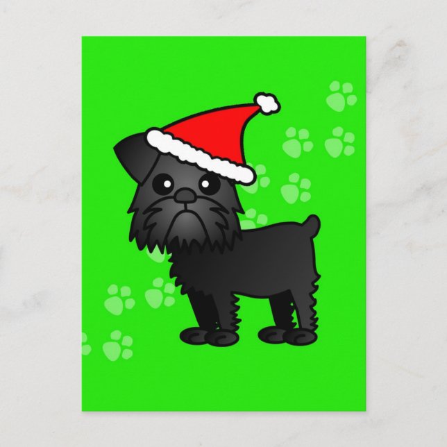 Cartes Pour Fêtes Annuelles Cute Black Brussels Griffon Cartoon Santa Hat (Devant)