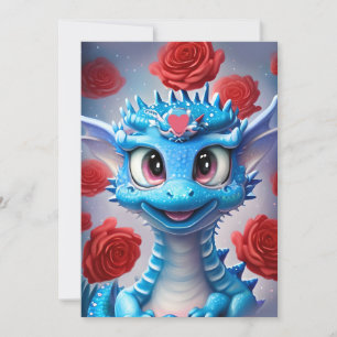 Cartes Pour Fêtes Annuelles Cute Blue Valentine Love Dragon