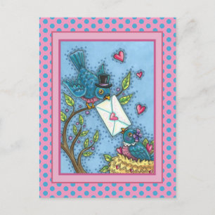 CARTES POUR FÊTES ANNUELLES CUTE BLUEBIRD SWEETHEARTS, INSÉPARABLE VALENTINE