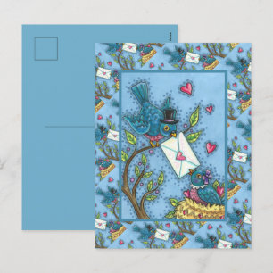 CARTES POUR FÊTES ANNUELLES CUTE BLUEBIRD SWEETHEARTS, INSÉPARABLE VALENTINE