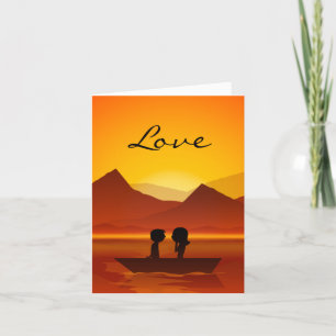 Cartes Pour Fêtes Annuelles Cute Boating Couple Mountain LOVE Saint-Valentin