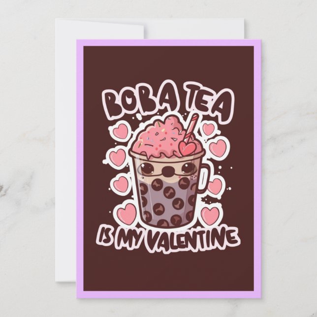 Cartes Pour Fêtes Annuelles Cute Boba Tea is my Valentine Card (Devant)