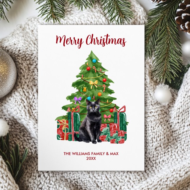 Cartes Pour Fêtes Annuelles Cute Bombay Noir Chat Noël famille (Créateur téléchargé)