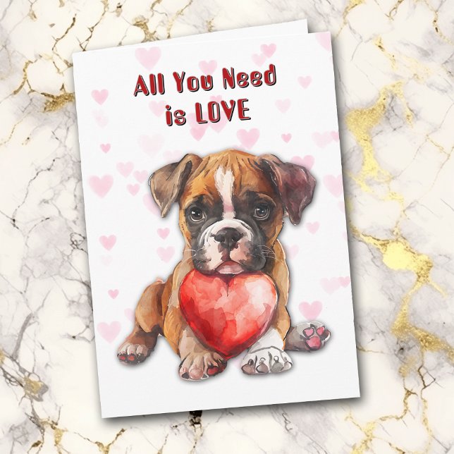 Cartes Pour Fêtes Annuelles Cute Boxer Chien Chien Chien Chien Tout Ce Dont Vo (Créateur téléchargé)