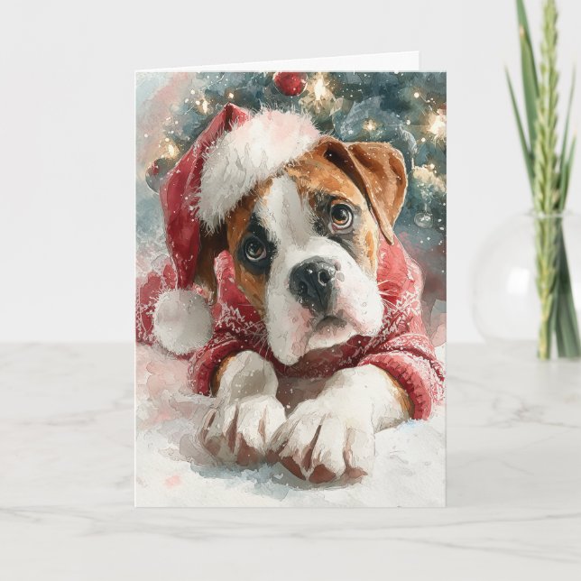 Cartes Pour Fêtes Annuelles Cute Boxer Christmas Greeting Card  (Devant)