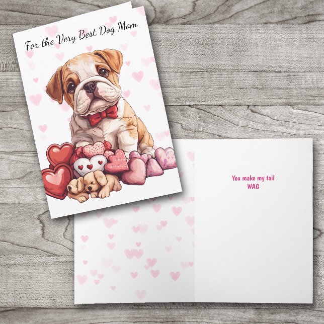Cartes Pour Fêtes Annuelles Cute Bulldog Puppy Make My Tail Wag Mom (Créateur téléchargé)