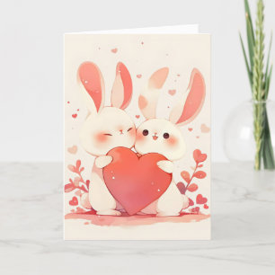 Cartes Pour Fêtes Annuelles Cute Bunnies Anime Love