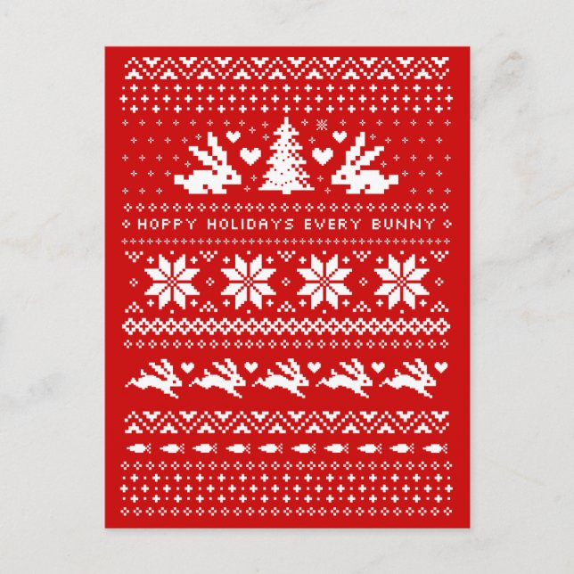 Cartes Pour Fêtes Annuelles Cute Bunnies Noël Motif Hoppy Holidays (Devant)